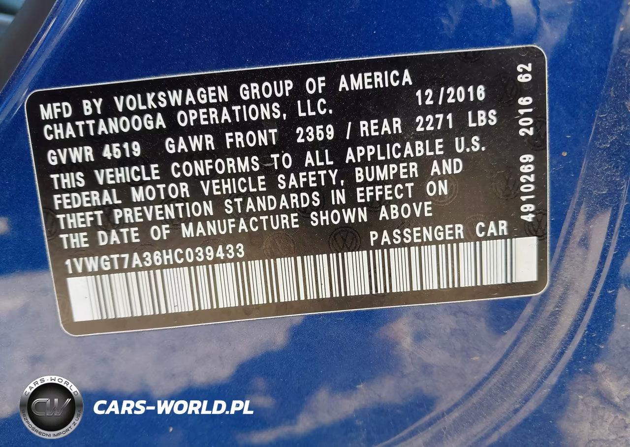 2017 Volkswagen Passat 1.8T Se VIN:1VWGT7A36HC039433 - 9