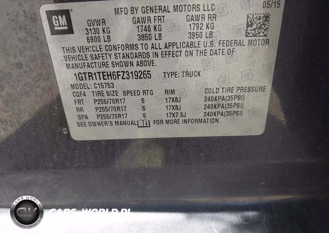 2015 GMC Sierra 1500 VIN:1GTR1TEH6FZ319265 - 9