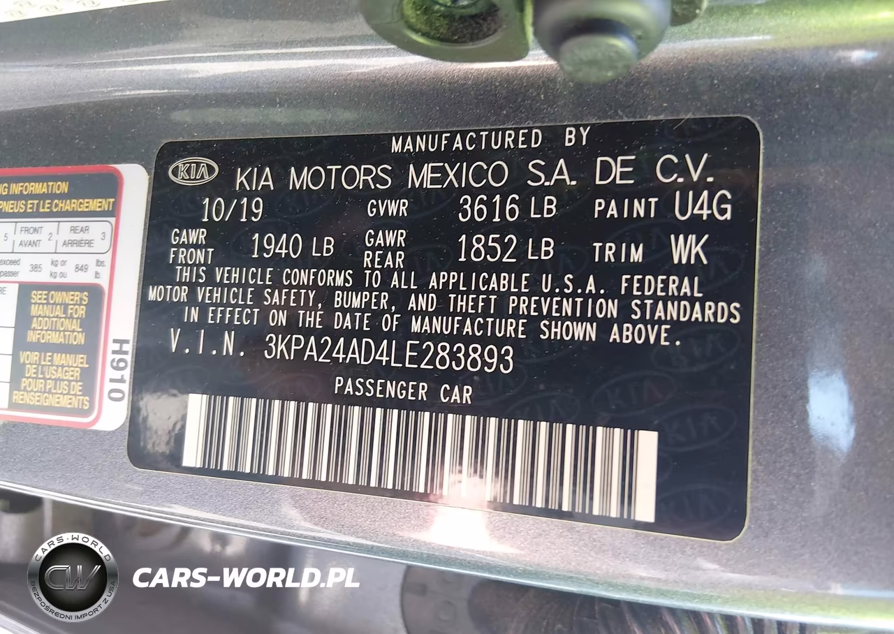 2020 Kia Rio S VIN:3KPA24AD4LE283893 - 9