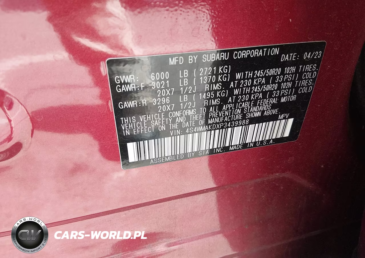 2023 Subaru Ascent Onyx Edition Limited 7-Passenger VIN:4S4WMAKDXP3439988 - 9