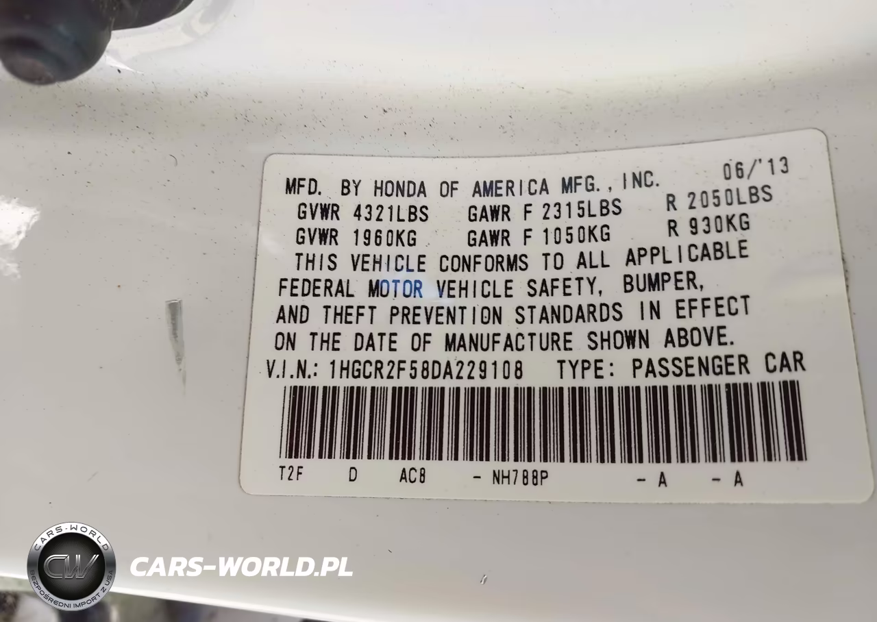 2013 Honda Accord Sport VIN:1HGCR2F58DA229108 - 9