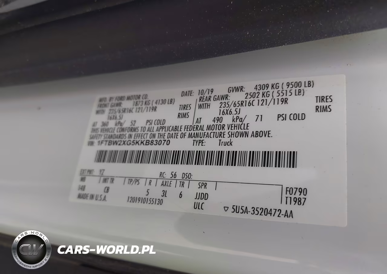 2019 Ford Transit-350 VIN:1FTBW2XG5KKB83070 - 9