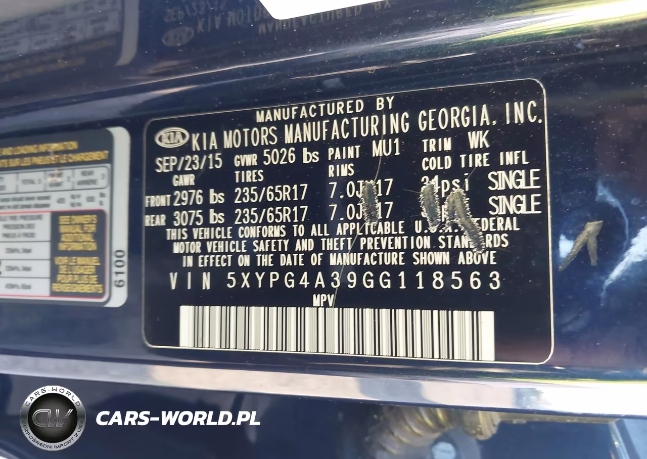 2016 Kia Sorento 2.4L Lx VIN:5XYPG4A39GG118563 - 9