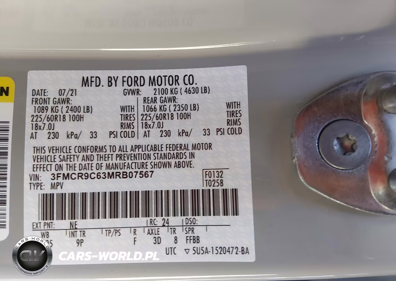 2021 Ford Bronco Sport Outer Banks VIN:3FMCR9C63MRB07567 - 9
