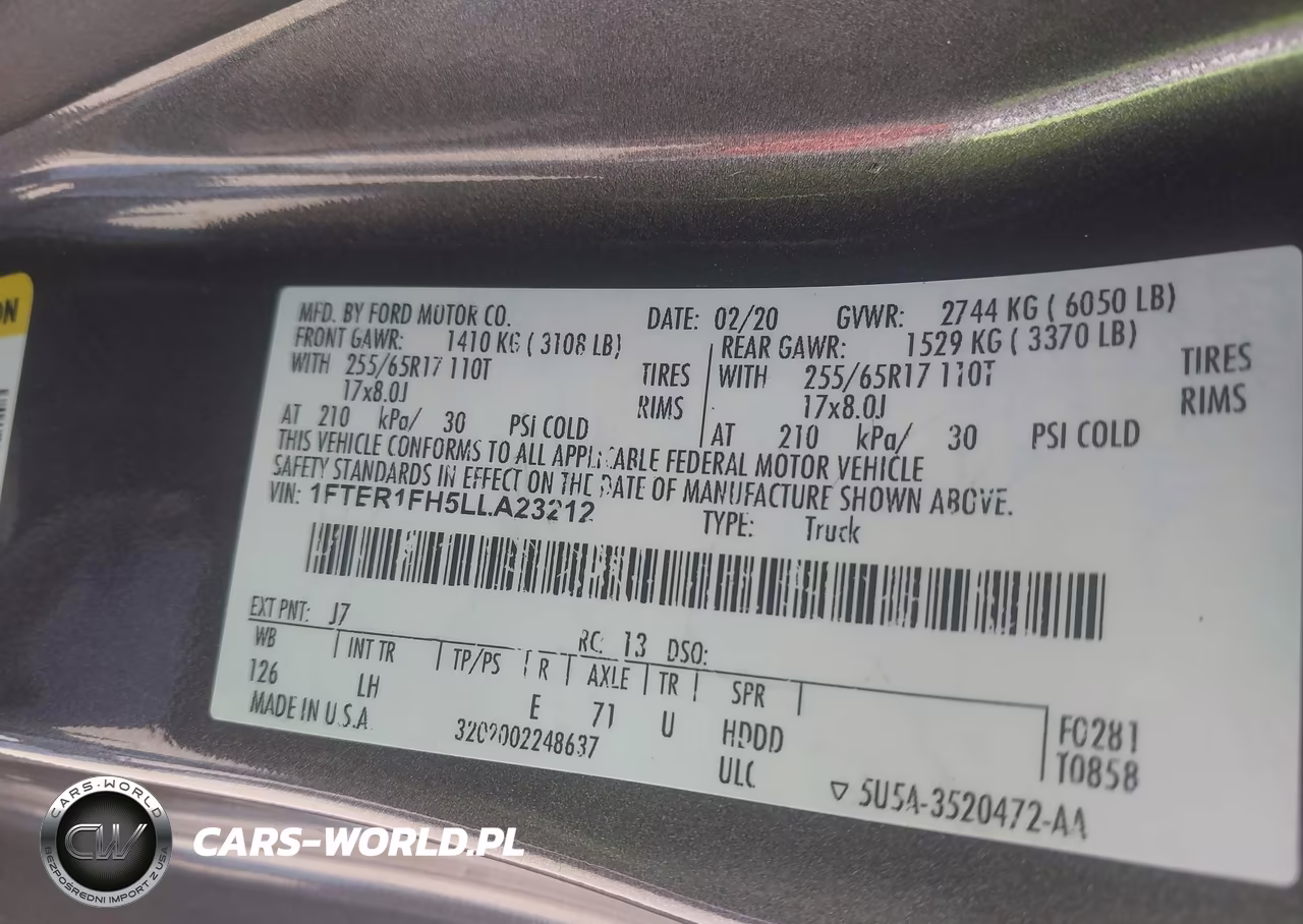 2020 Ford Ranger Xl VIN:1FTER1FH5LLA23212 - 9