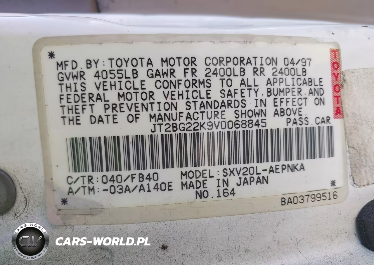 1997 Toyota Camry Le VIN:JT2BG22K9V0068845 - 9