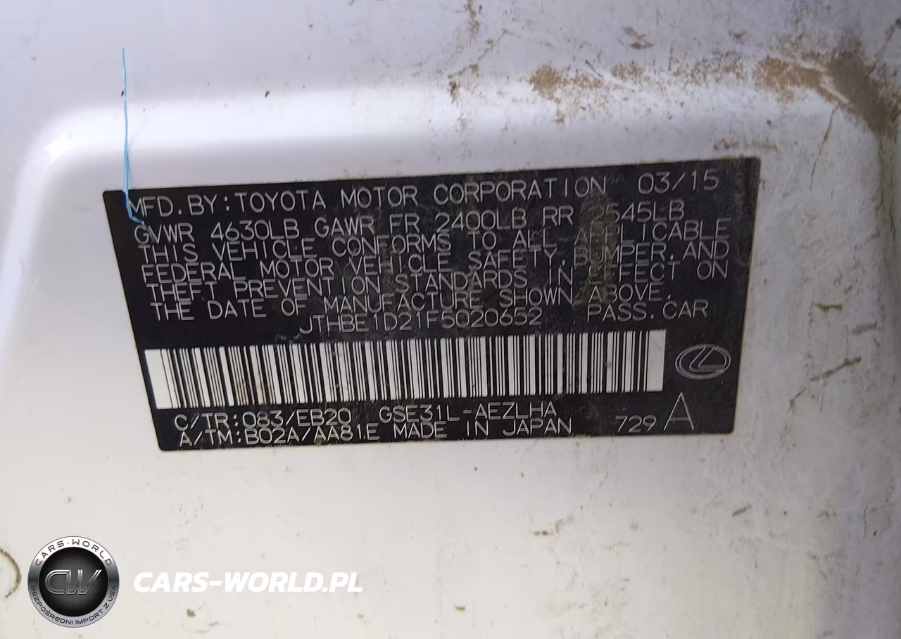2015 Lexus Is 350 VIN:JTHBE1D21F5020652 - 9