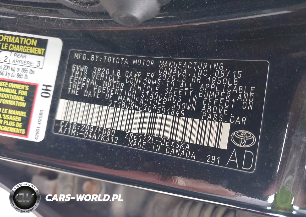 2016 Toyota Corolla S Plus VIN:2T1BURHEXGC501849 - 9