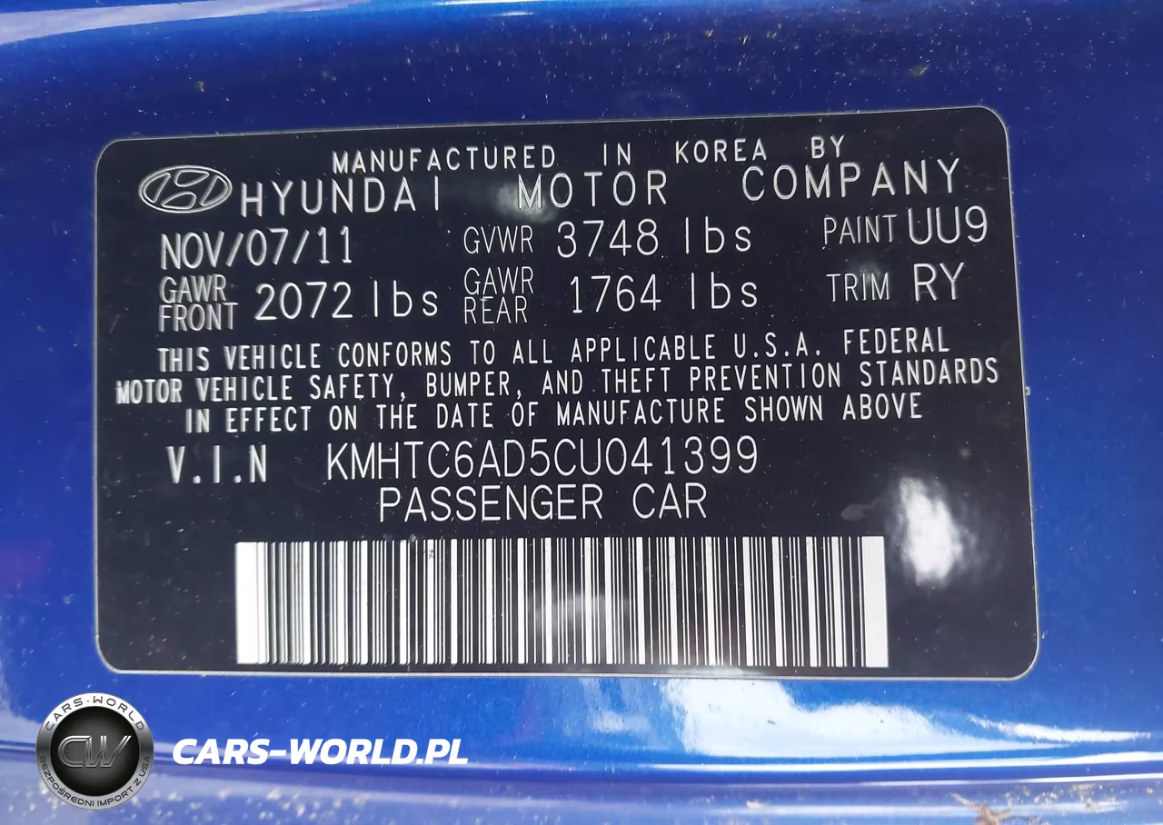 2012 Hyundai Veloster Base W-Black VIN:KMHTC6AD5CU041399 - 9