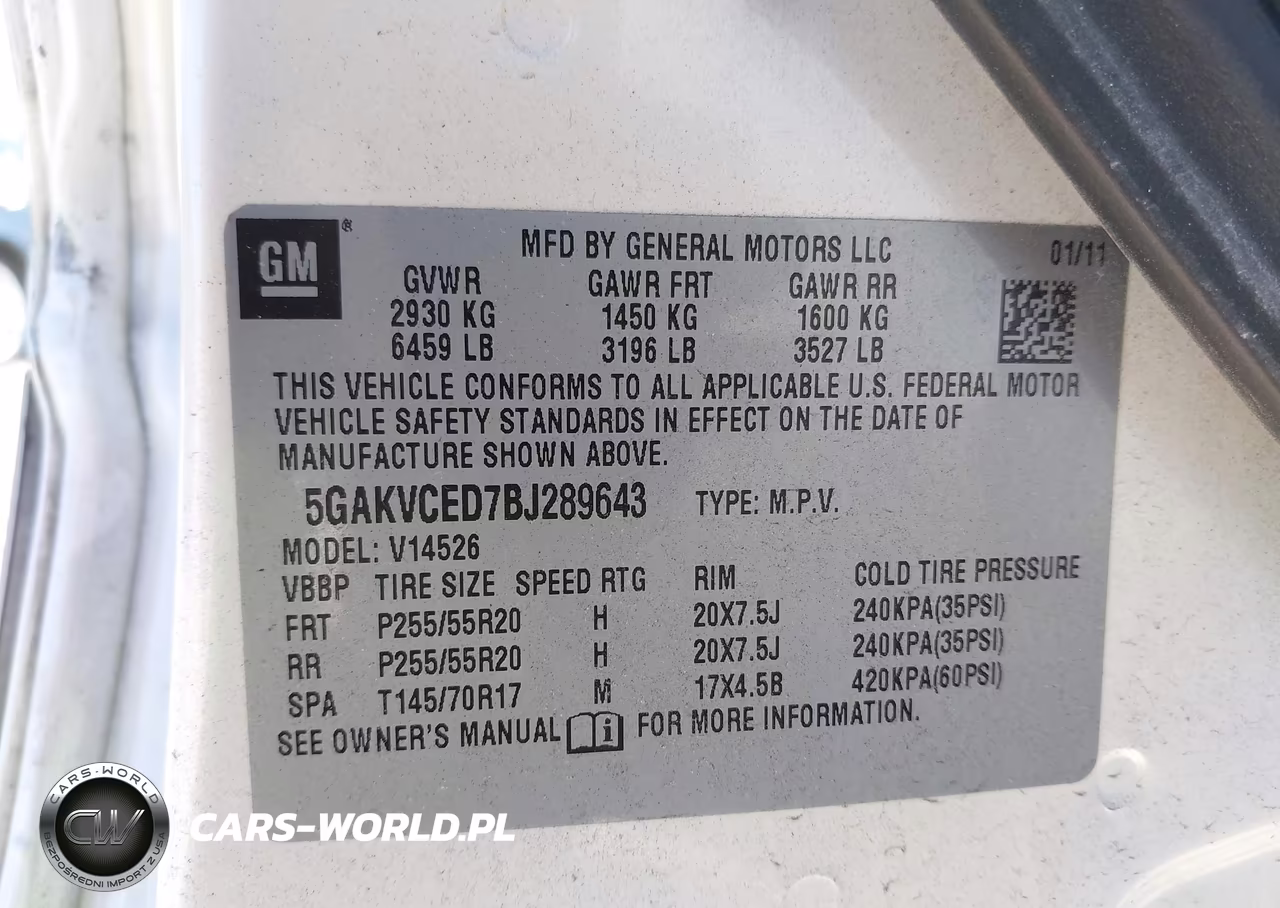 2011 Buick Enclave 2Xl VIN:5GAKVCED7BJ289643 - 9