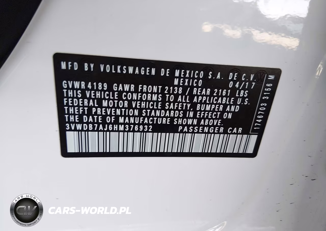 2017 Volkswagen Jetta 1.4T Se VIN:3VWDB7AJ6HM376932 - 9