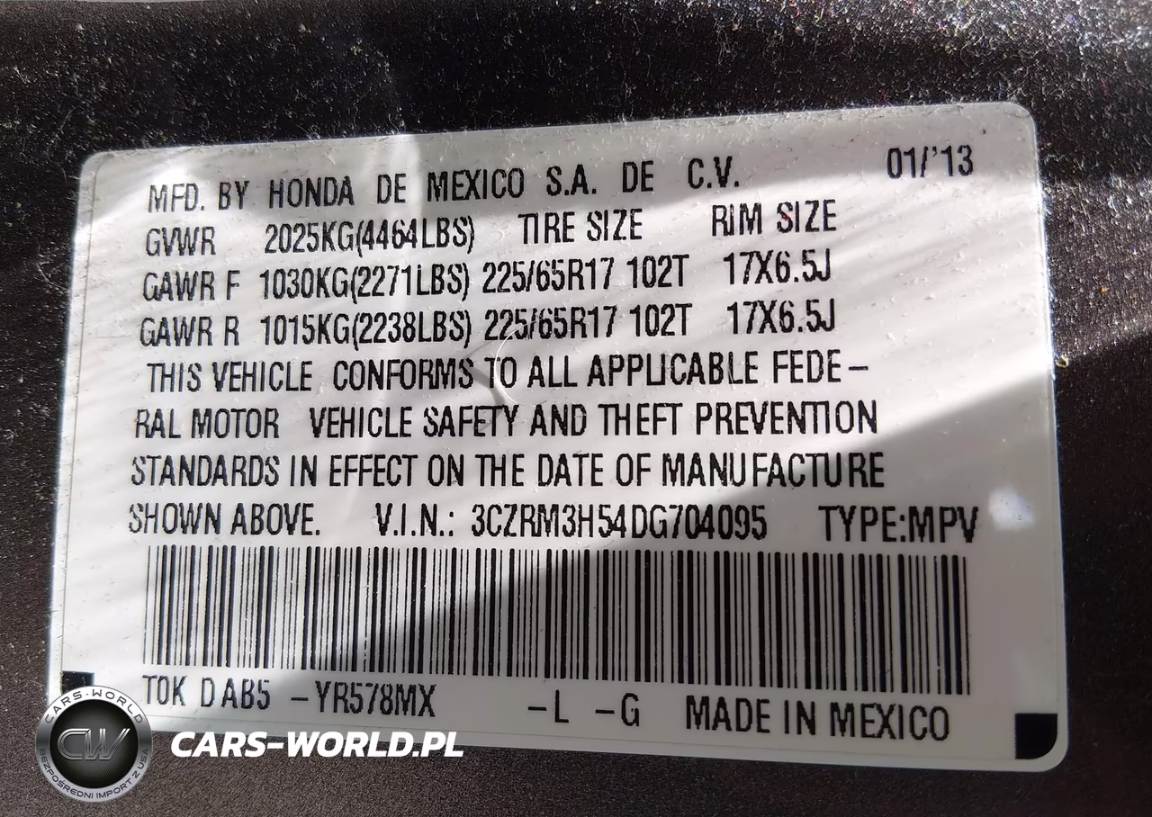 2013 Honda Cr-V Ex VIN:3CZRM3H54DG704095 - 9