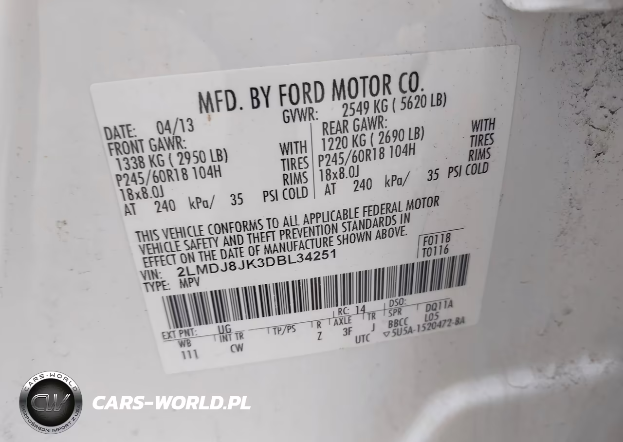 2013 Lincoln Mkx VIN:2LMDJ8JK3DBL34251 - 9