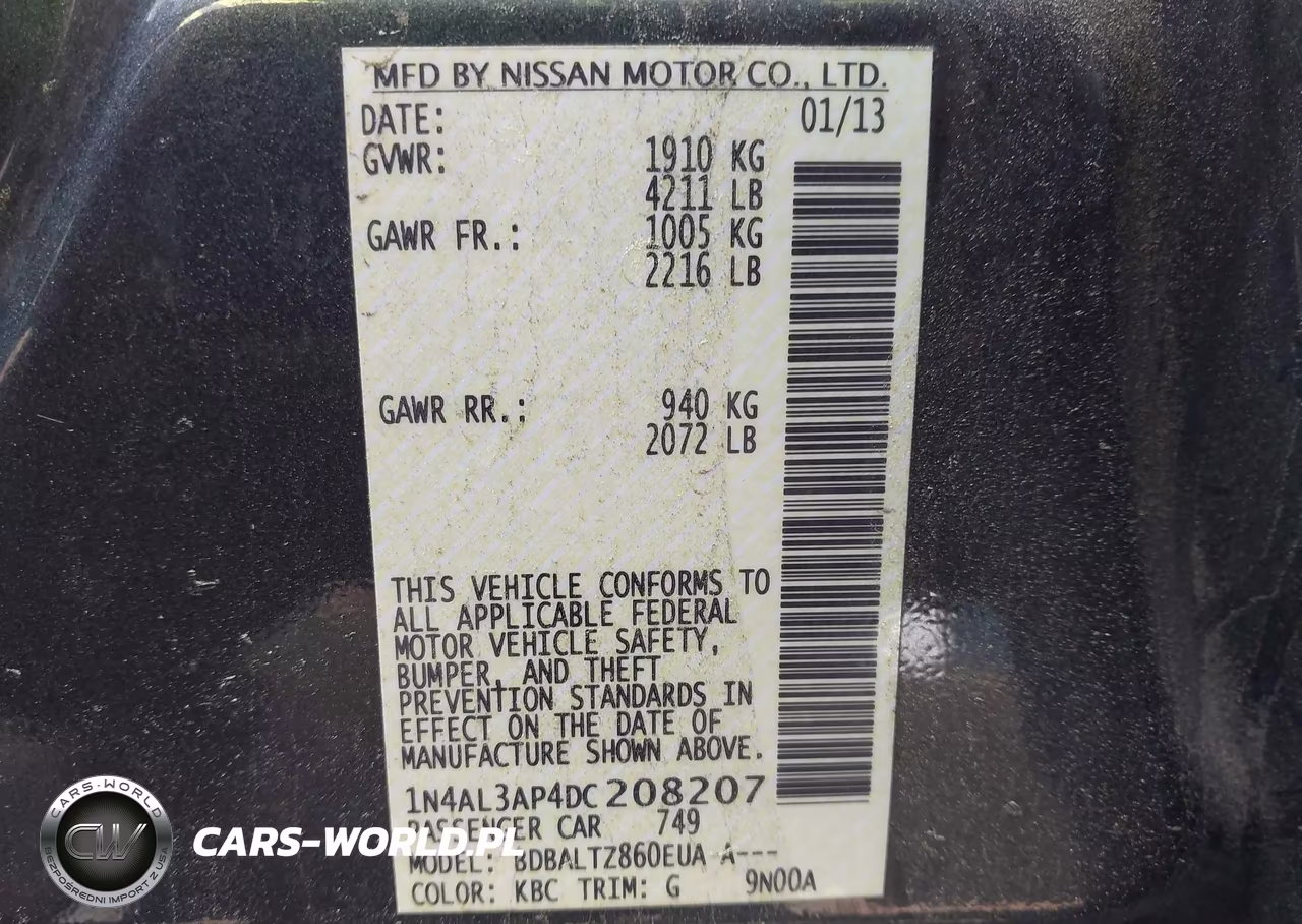 2013 Nissan Altima 2.5 Sv VIN:1N4AL3AP4DC208207 - 9