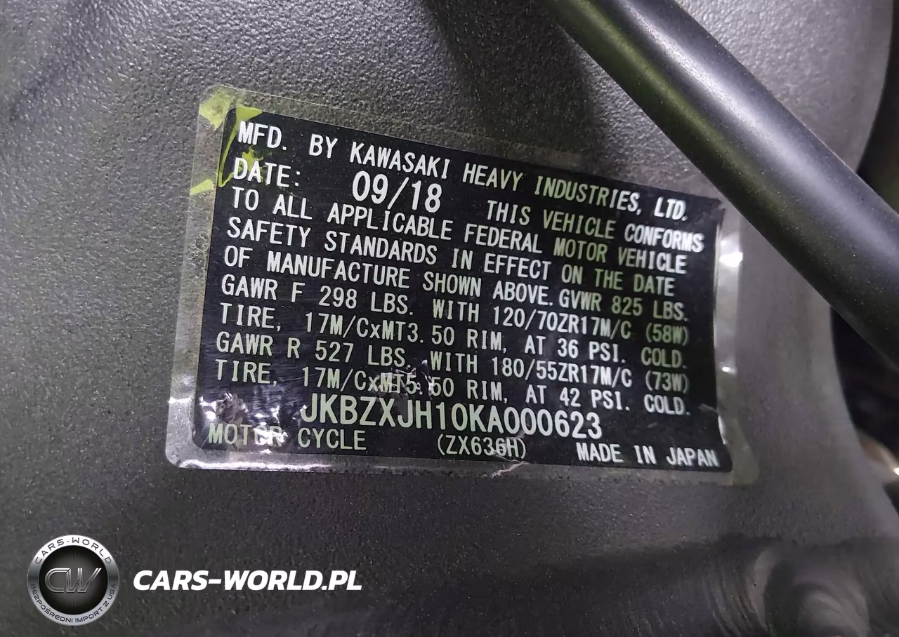 2019 Kawasaki Zx636 K VIN:JKBZXJH10KA000623 - 10