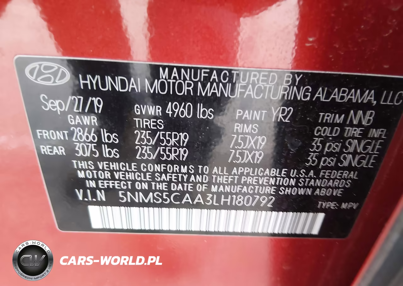 2020 Hyundai Santa Fe Limited 2.0T VIN:5NMS5CAA3LH180792 - 9