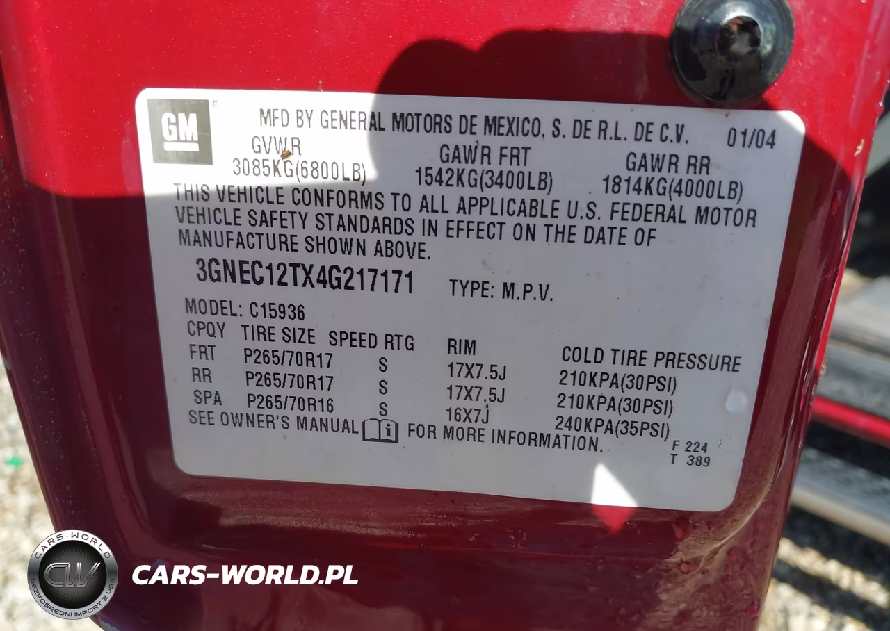2004 Chevrolet Avalanche 1500 VIN:3GNEC12TX4G217171 - 9