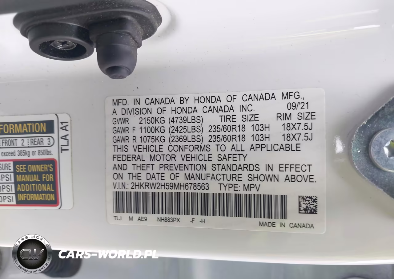 2021 Honda Cr-V Awd Ex VIN:2HKRW2H59MH678563 - 9