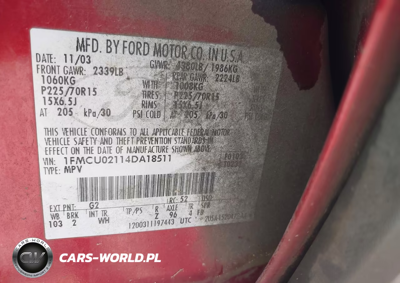 2004 Ford Escape Xls VIN:1FMCU02114DA18511 - 9