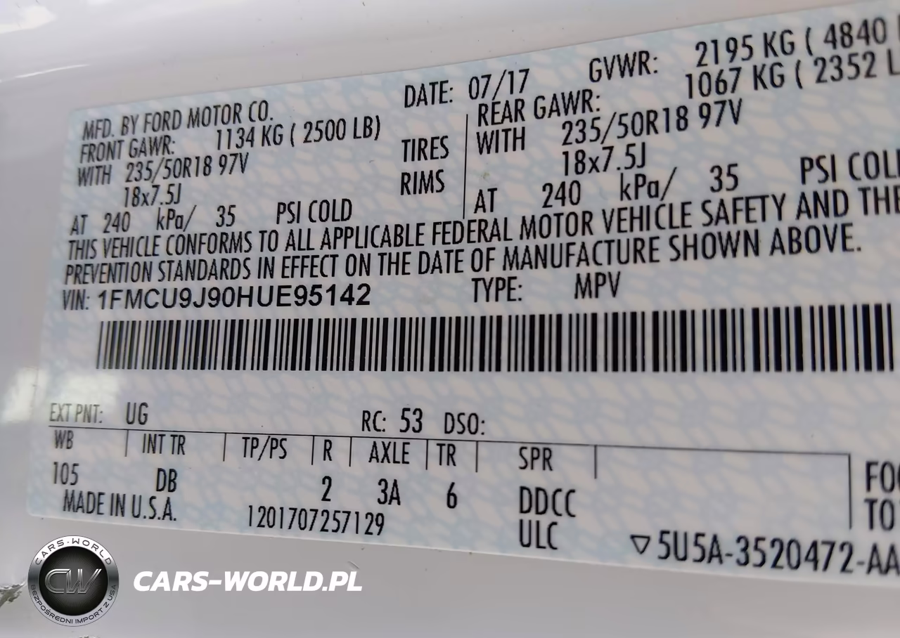 2017 Ford Escape Titanium VIN:1FMCU9J90HUE95142 - 9