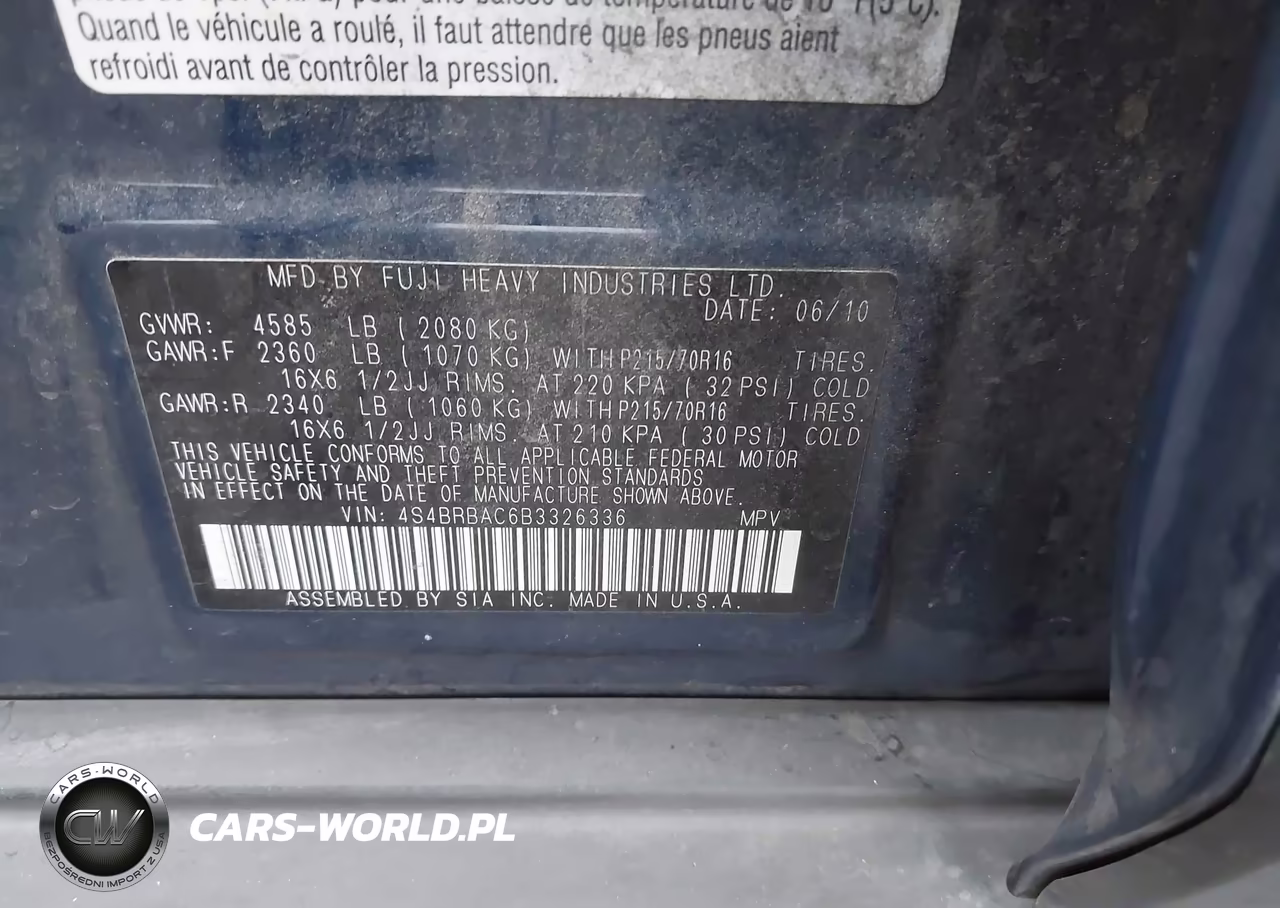 2011 Subaru Outback 2.5I VIN:4S4BRBAC6B3326336 - 9