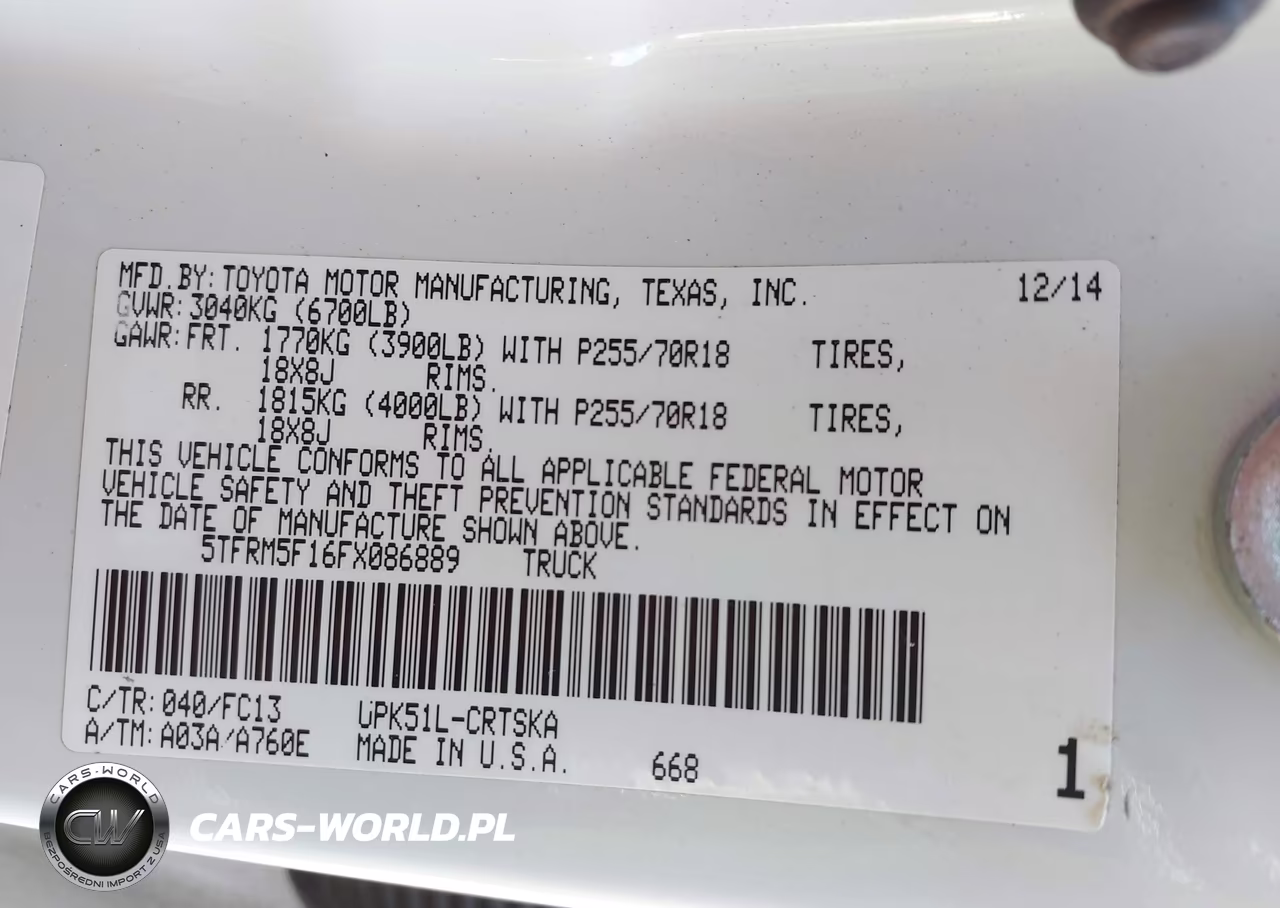 2015 Toyota Tundra Sr5 4.6L V8 VIN:5TFRM5F16FX086889 - 9