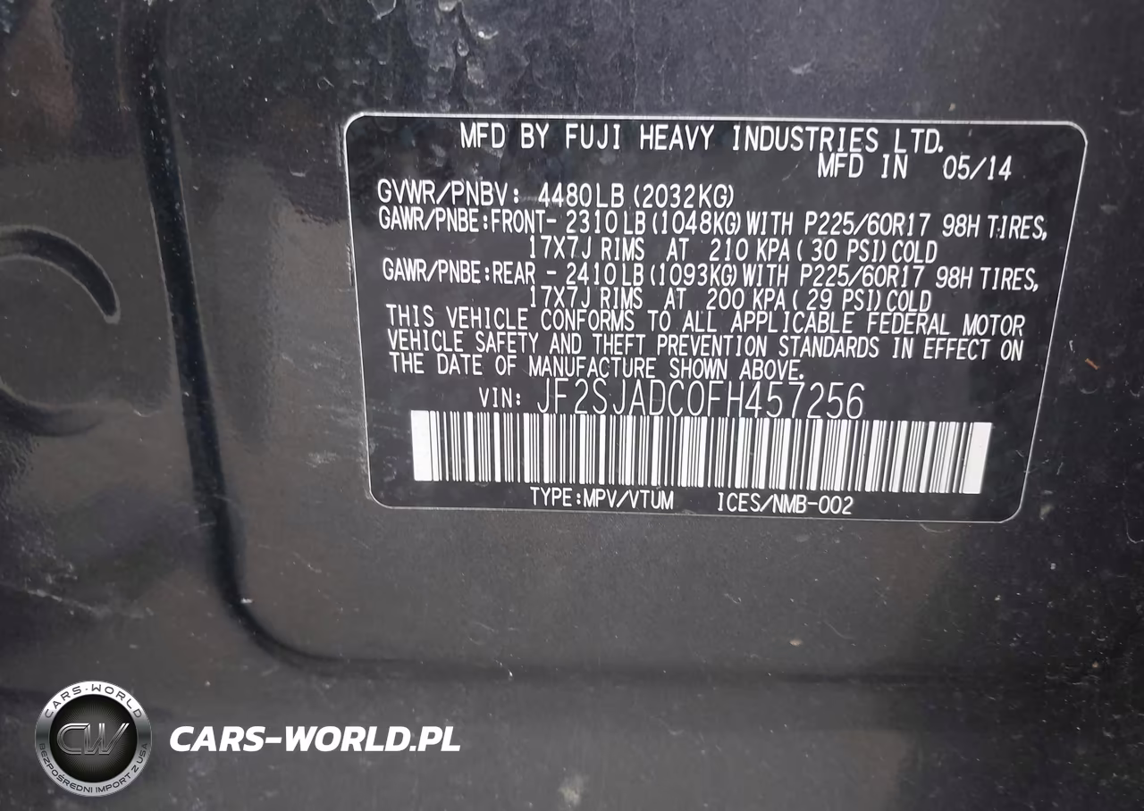 2015 Subaru Forester 2.5I Premium VIN:JF2SJADC0FH457256 - 9