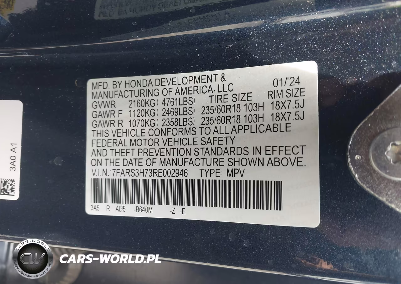 2024 Honda Cr-V Ex-L 2Wd VIN:7FARS3H73RE002946 - 9