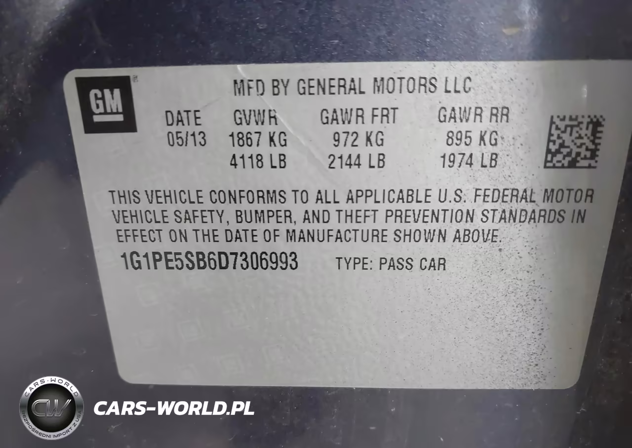 2013 Chevrolet Cruze 2Lt Auto VIN:1G1PE5SB6D7306993 - 9