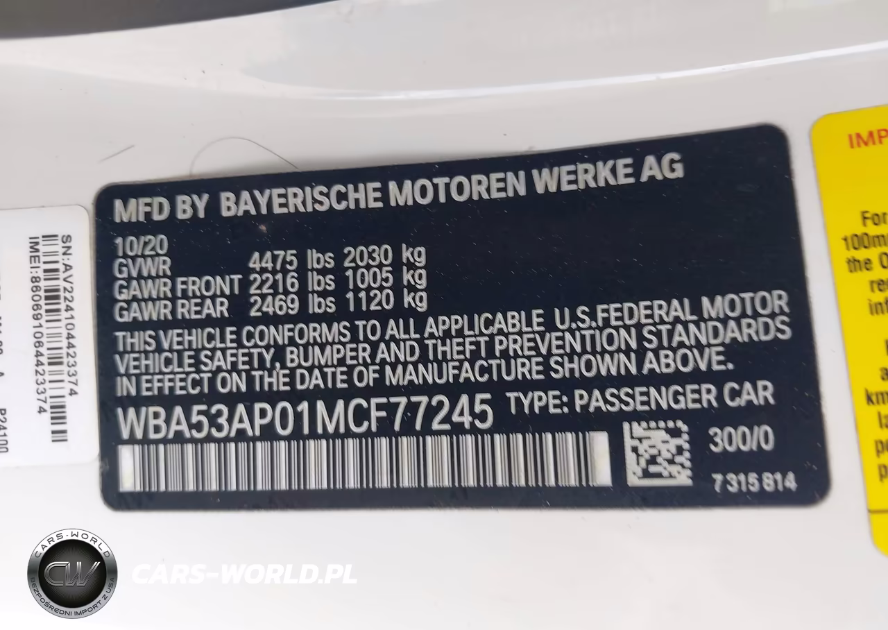 2021 BMW 430I VIN:WBA53AP01MCF77245 - 9