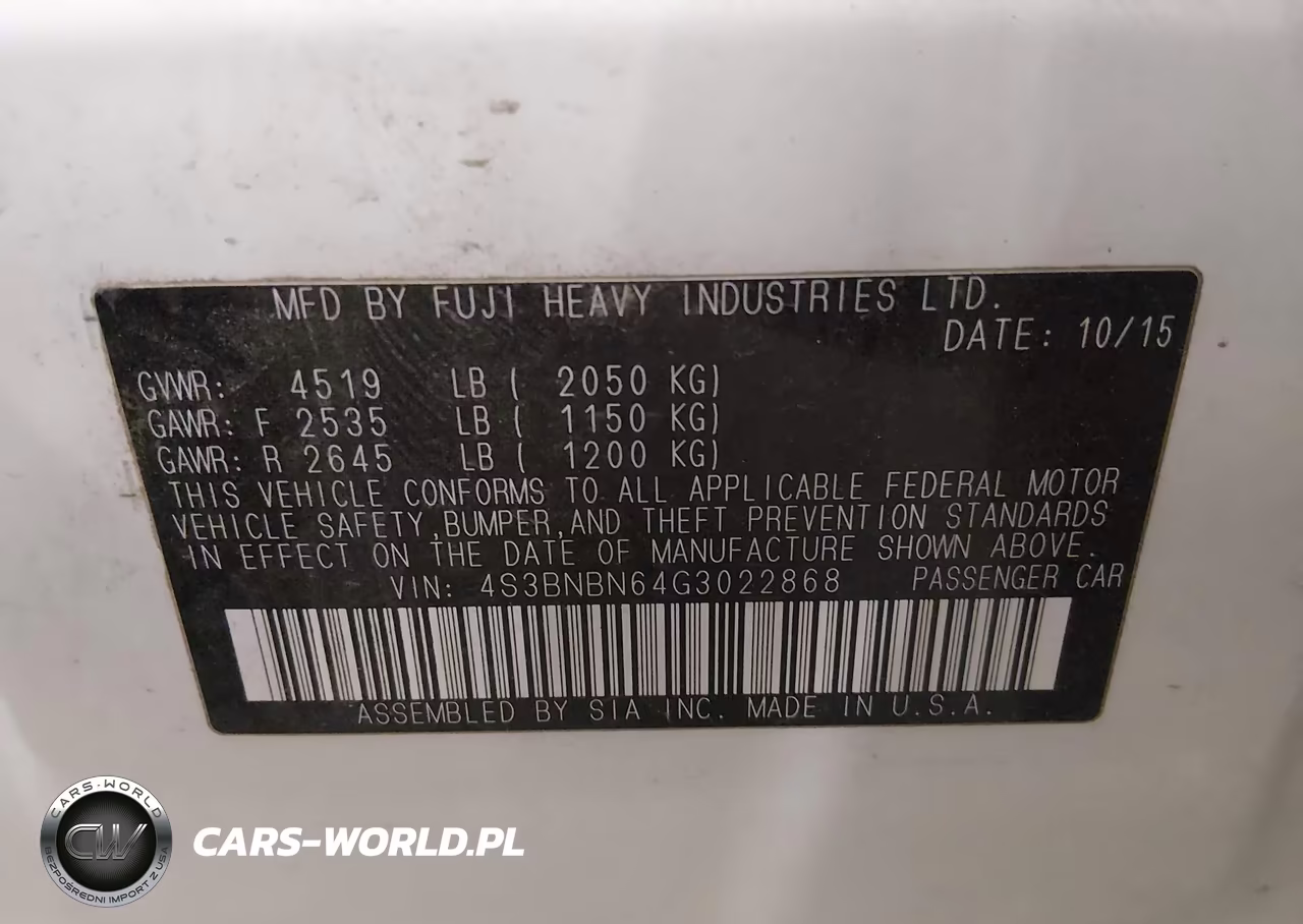2016 Subaru Legacy 2.5I Limited VIN:4S3BNBN64G3022868 - 9