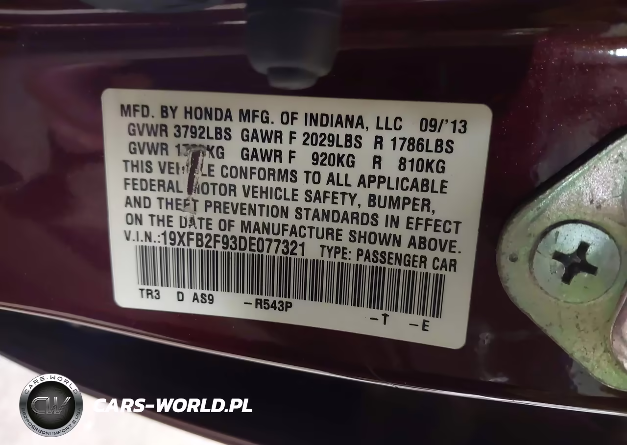 2013 Honda Civic Ex-L VIN:19XFB2F93DE077321 - 9