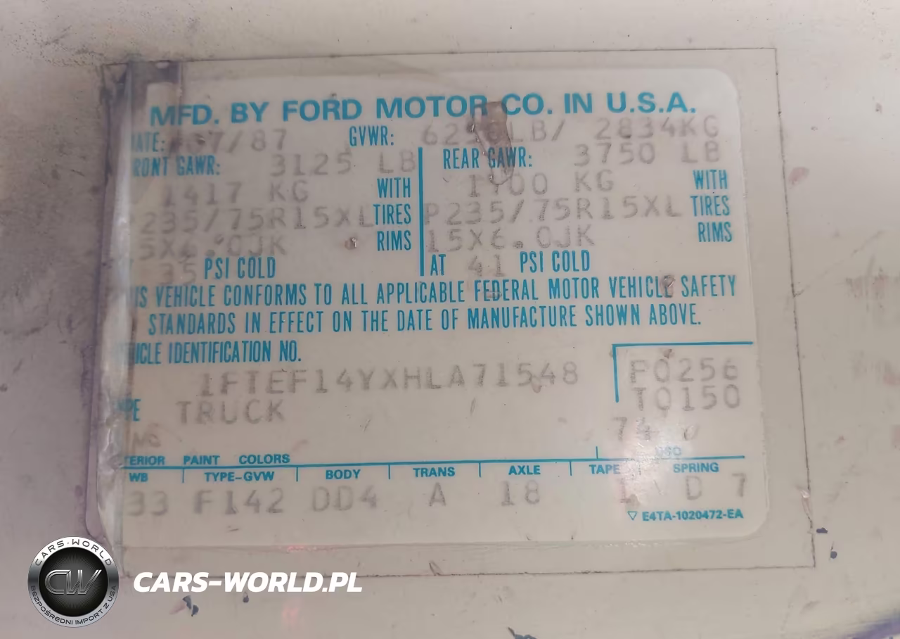 1987 Ford F150 VIN:1FTEF14YXHLA71548 - 9