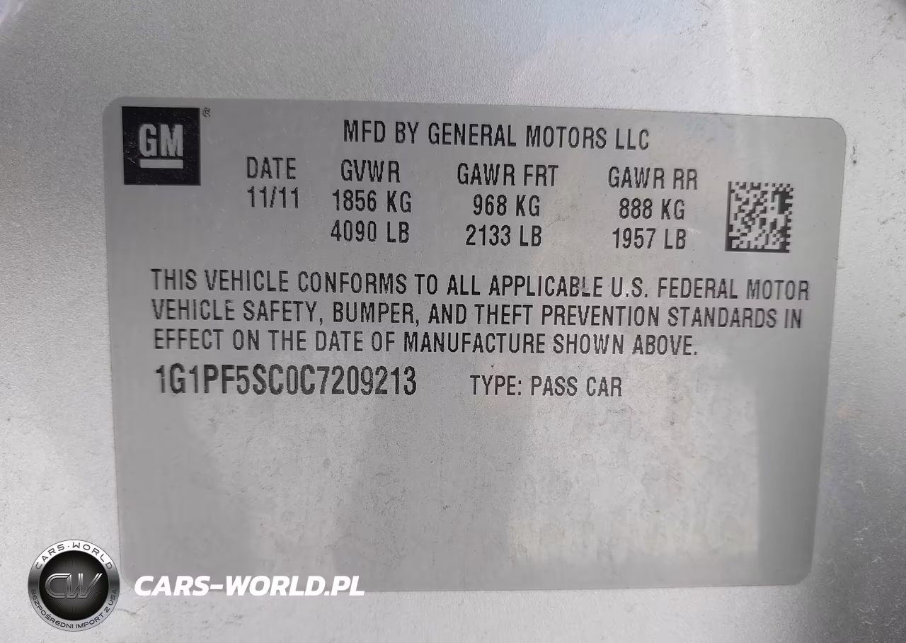 2012 Chevrolet Cruze 1Lt VIN:1G1PF5SC0C7209213 - 9