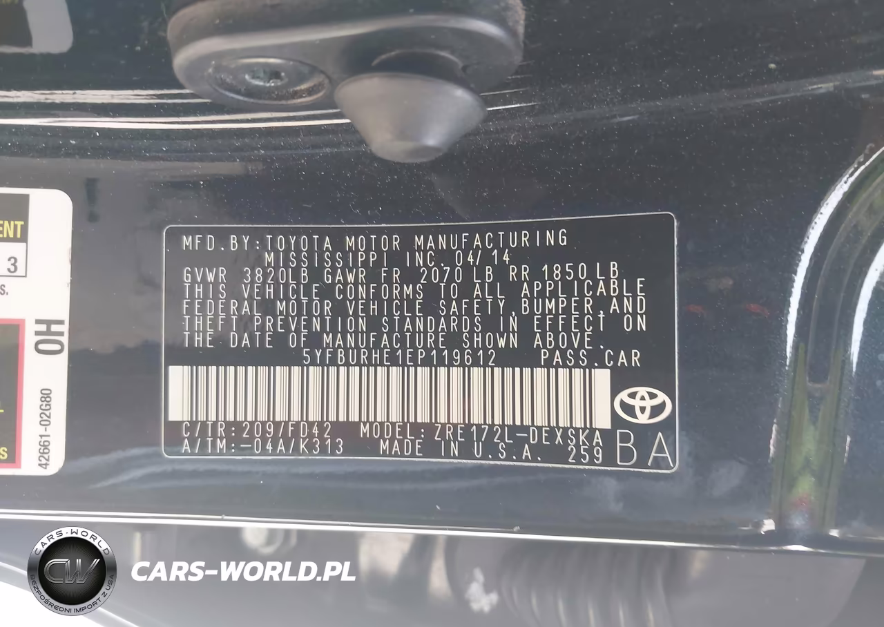 2014 Toyota Corolla S Plus VIN:5YFBURHE1EP119612 - 9