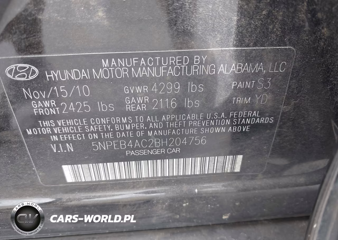 2011 Hyundai Sonata Gls VIN:5NPEB4AC2BH204756 - 9