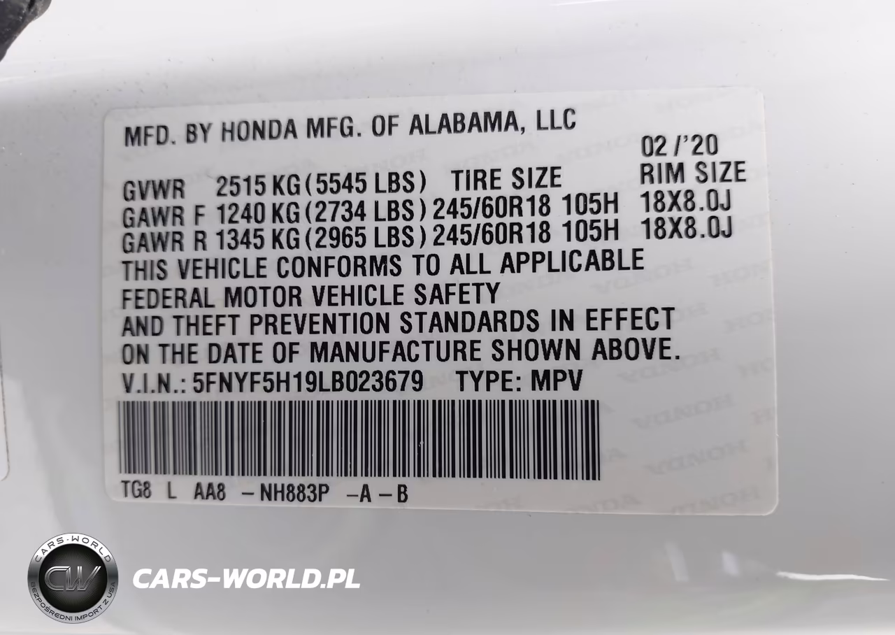 2020 Honda Pilot 2Wd Lx VIN:5FNYF5H19LB023679 - 9
