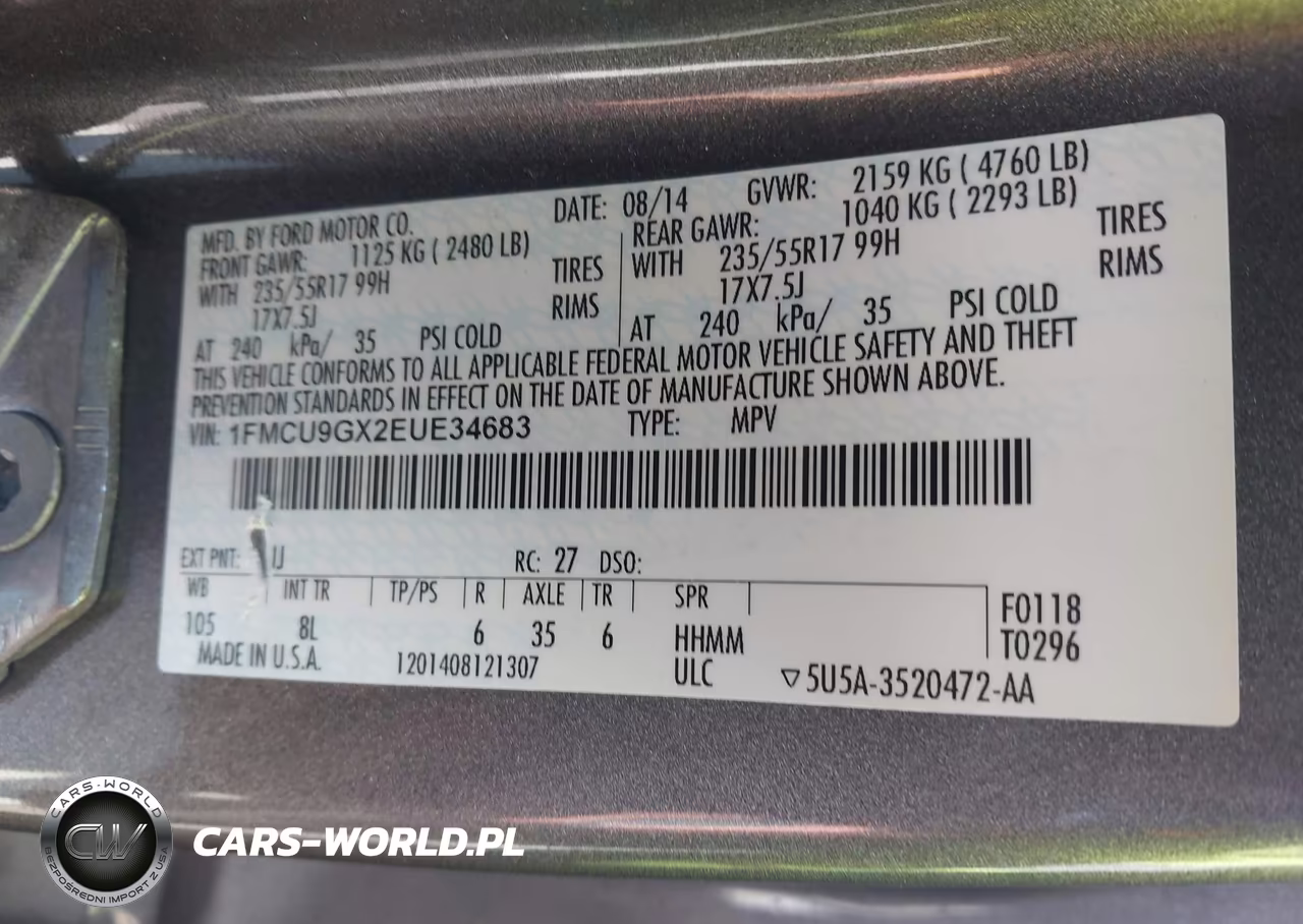 2014 Ford Escape Se VIN:1FMCU9GX2EUE34683 - 9
