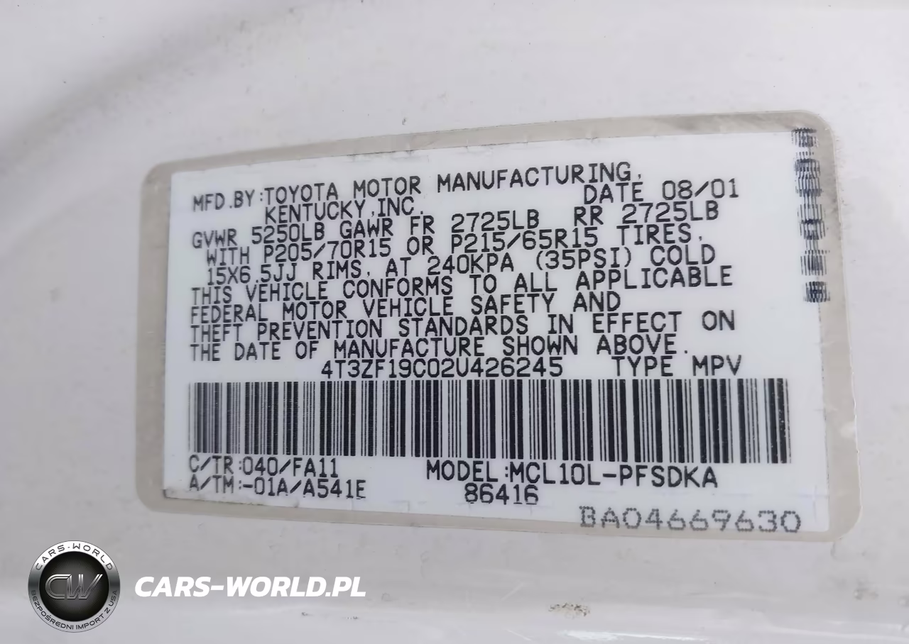 2002 Toyota Sienna Ce VIN:4T3ZF19C02U426245 - 9