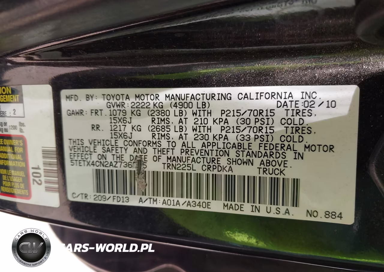 2010 Toyota Tacoma VIN:5TETX4CN2AZ736575 - 9