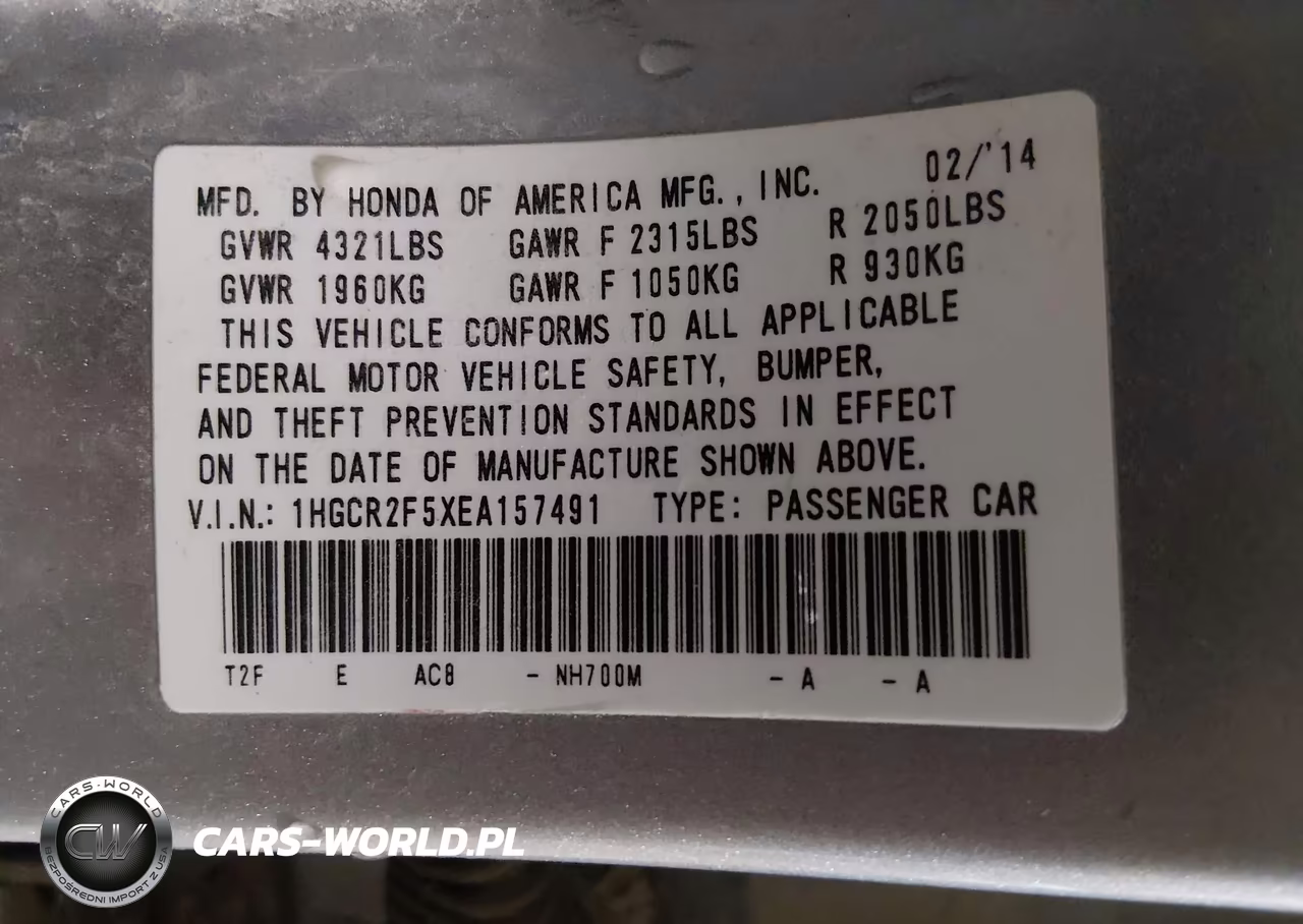 2014 Honda Accord Sport VIN:1HGCR2F5XEA157491 - 9