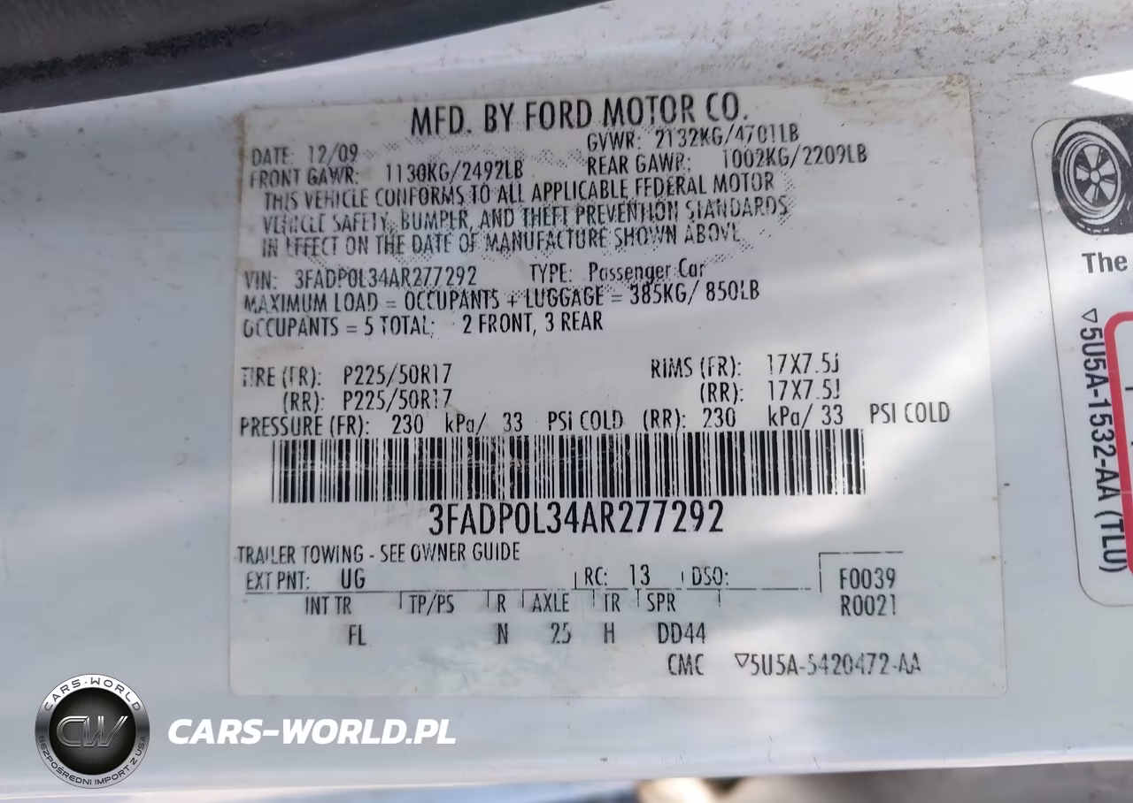 2010 Ford Fusion Hybrid VIN:3FADP0L34AR277292 - 9