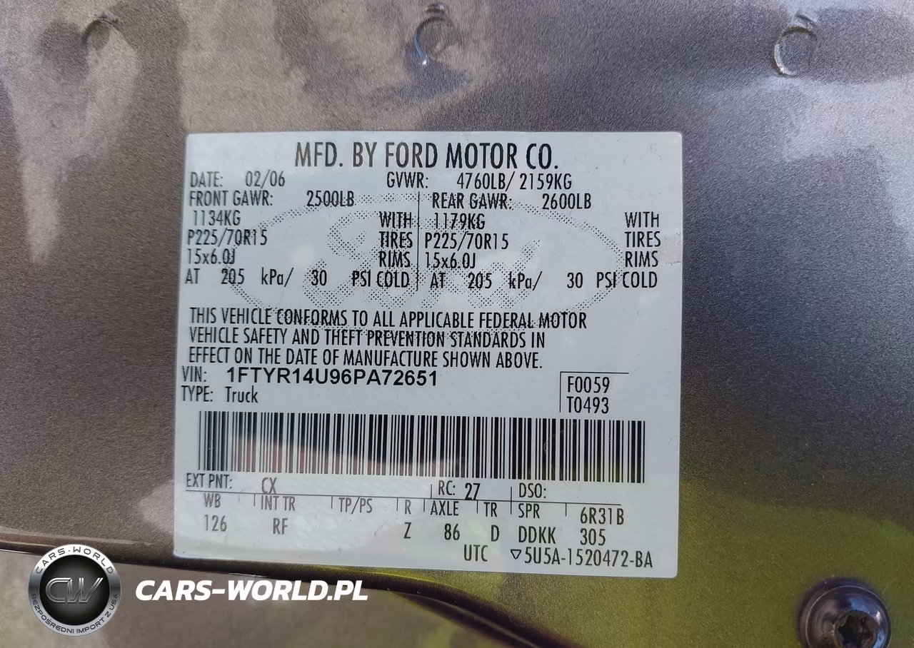 2006 Ford Ranger Sport-Stx-Xl-Xlt VIN:1FTYR14U96PA72651 - 9