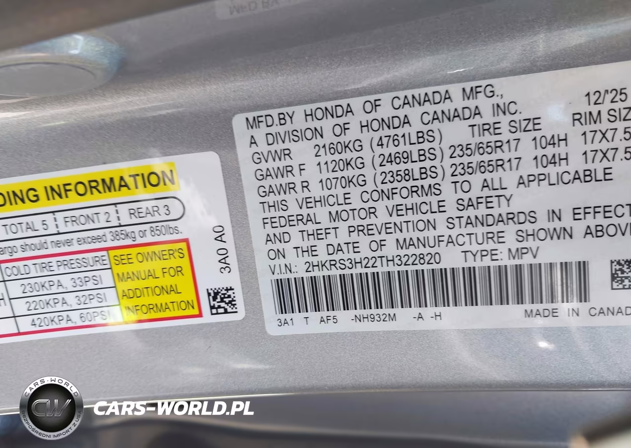 2026 Honda Cr-V Lx 2Wd VIN:2HKRS3H22TH322820 - 9