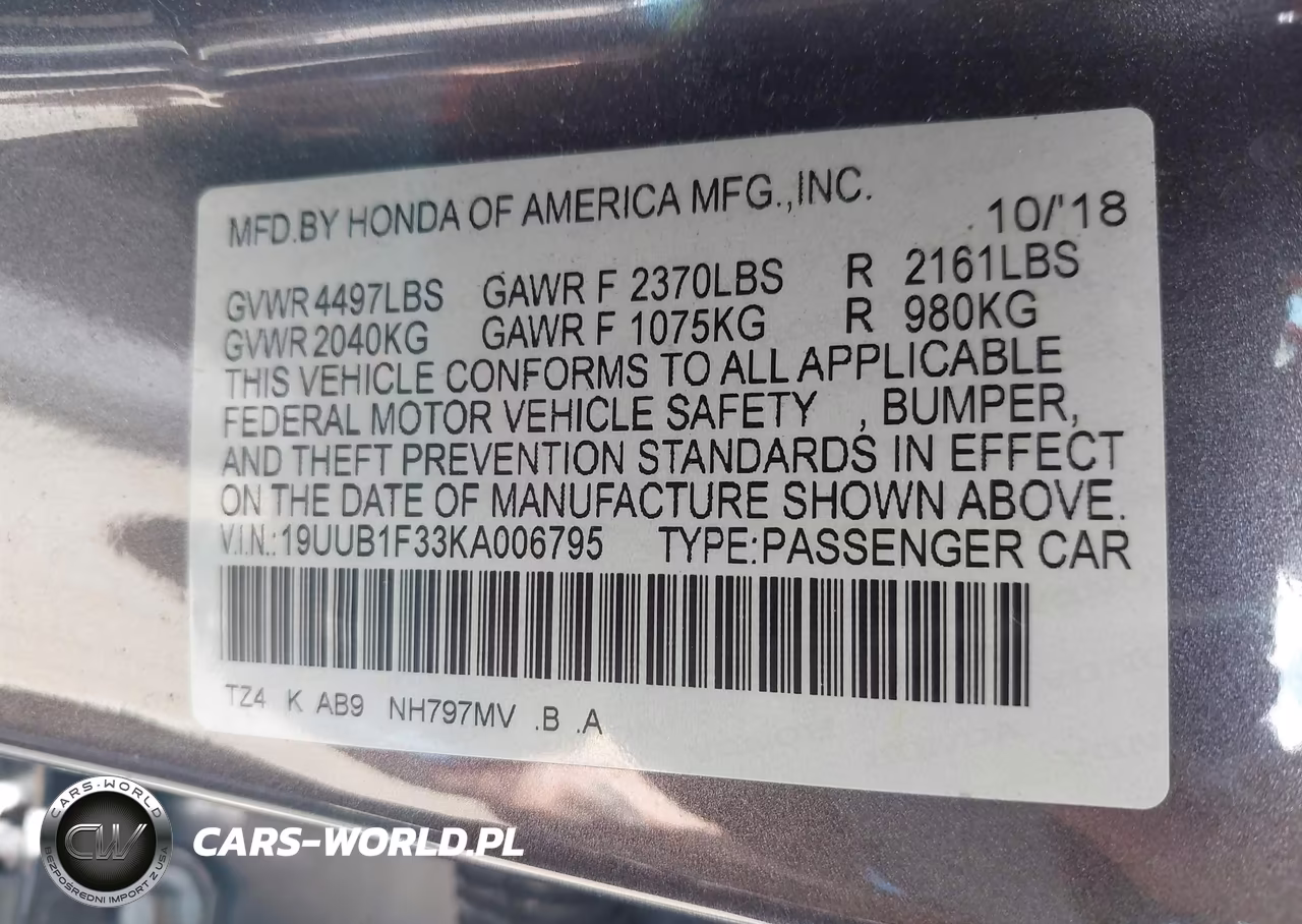 2019 Acura Tlx Standard VIN:19UUB1F33KA006795 - 9