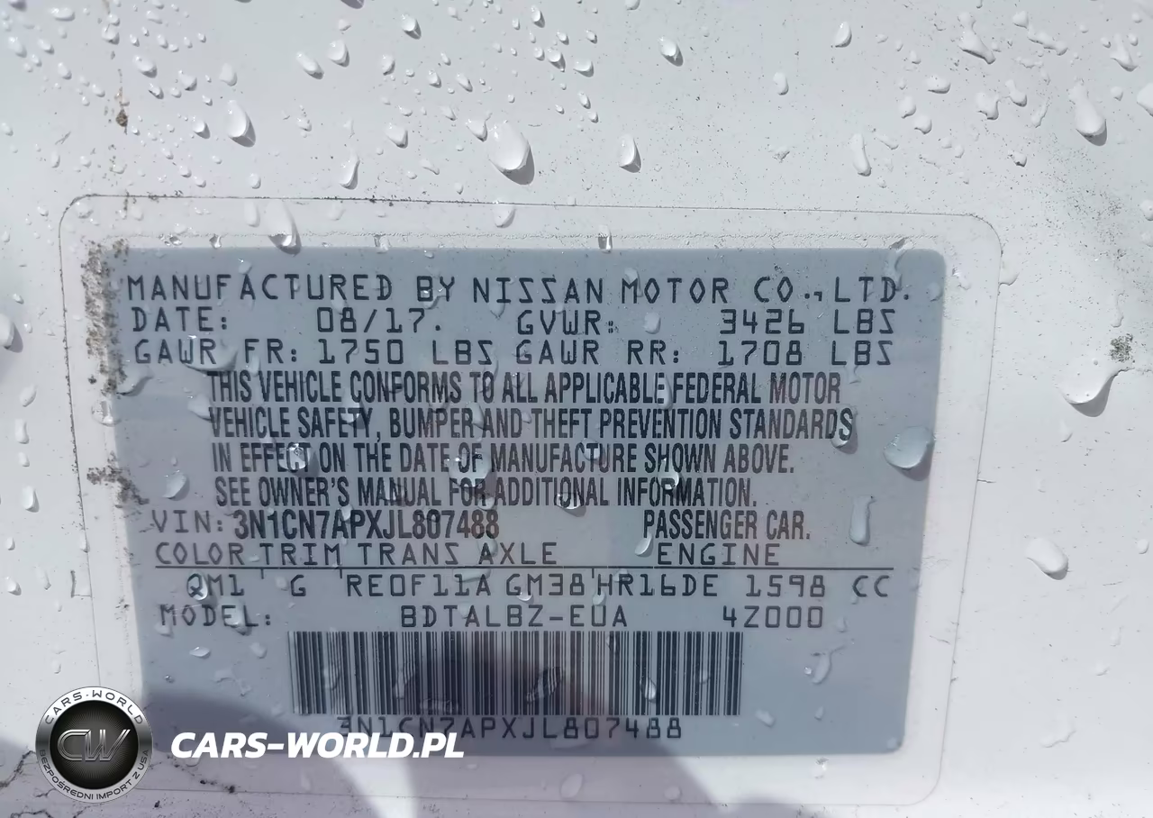 2018 Nissan Versa 1.6 Sv VIN:3N1CN7APXJL807488 - 9