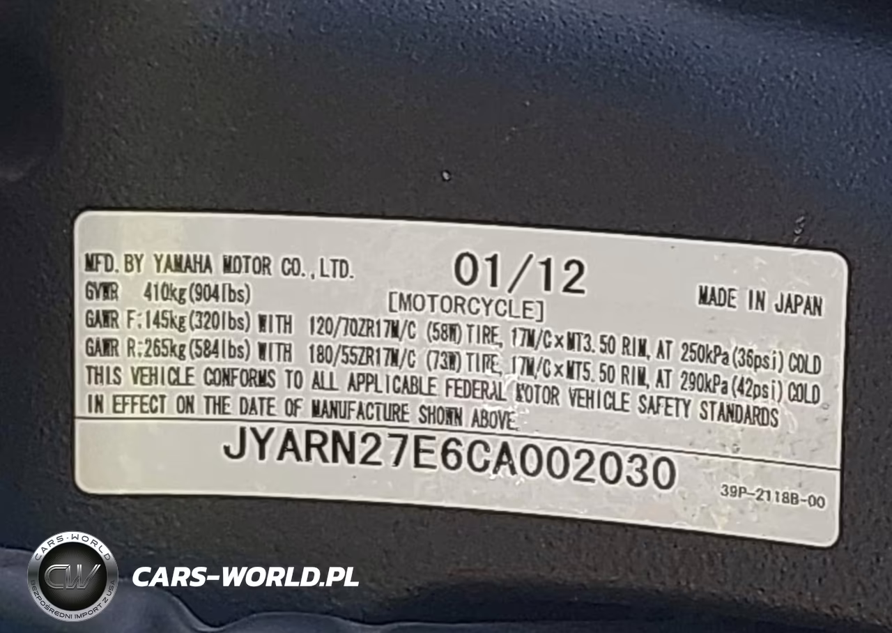 2012 Yamaha Fz8 N VIN:JYARN27E6CA002030 - 10