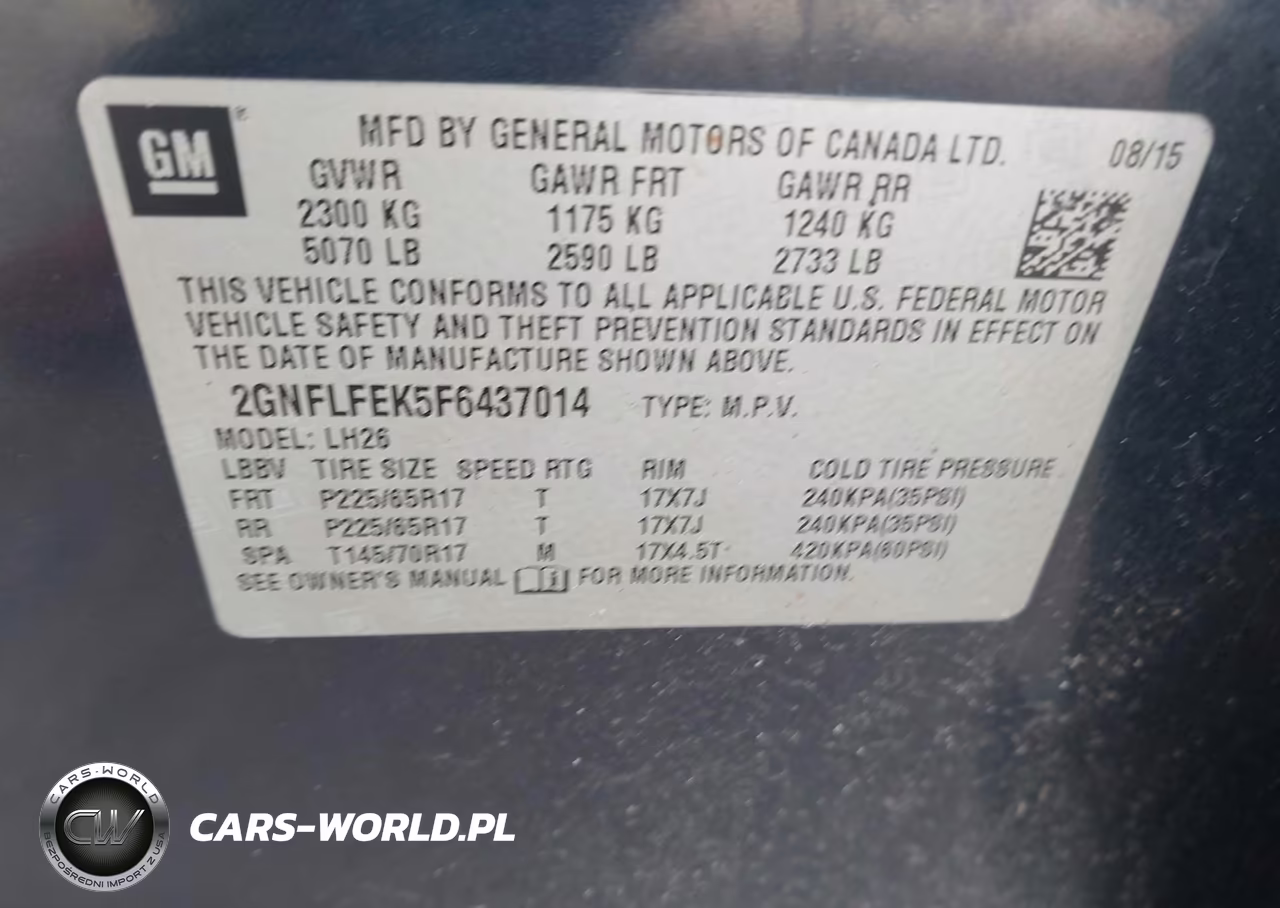 2015 Chevrolet Equinox 1Lt VIN:2GNFLFEK5F6437014 - 9