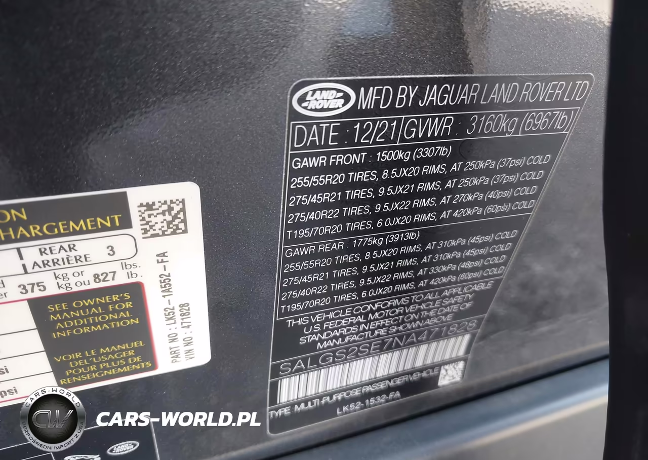 2022 Land Rover Range Rover P525 Westminster VIN:SALGS2SE7NA471828 - 9