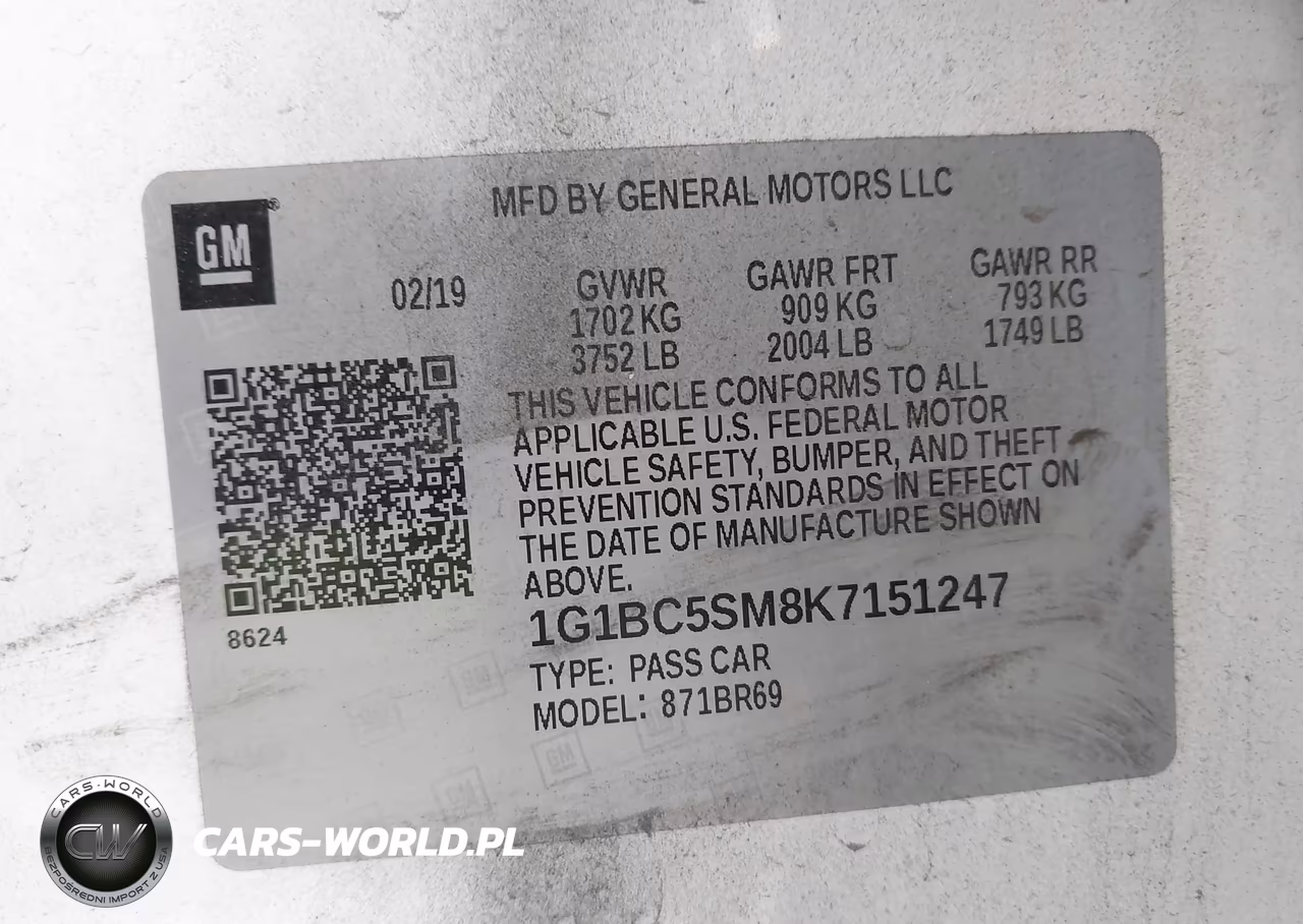 2019 Chevrolet Cruze Ls VIN:1G1BC5SM8K7151247 - 9